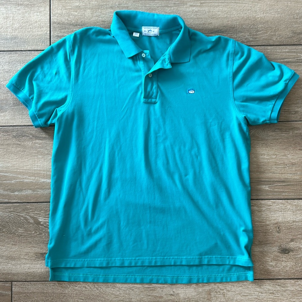 Men’s Southern Tide teal Skipjack cotton pique polo, size XL